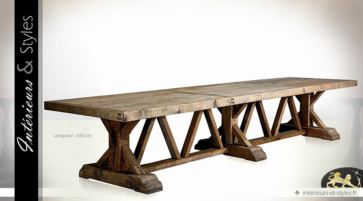 Table Monastere extensible, 10 à 14 personnes, bois massif