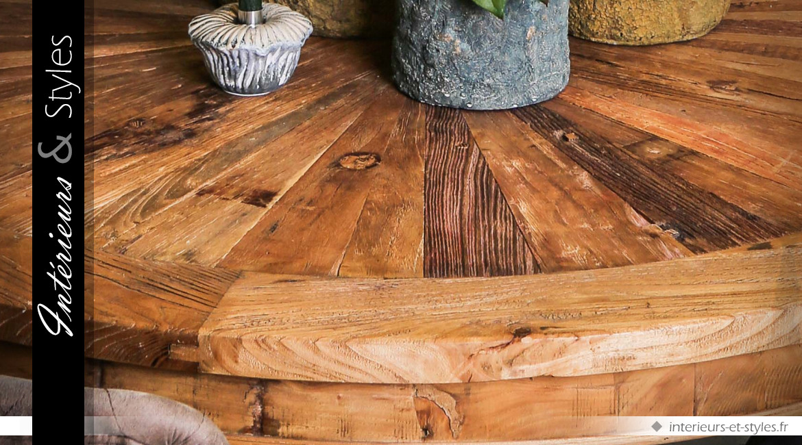 Table ronde en bois massif / Plateau épais / Fabrication artisanale