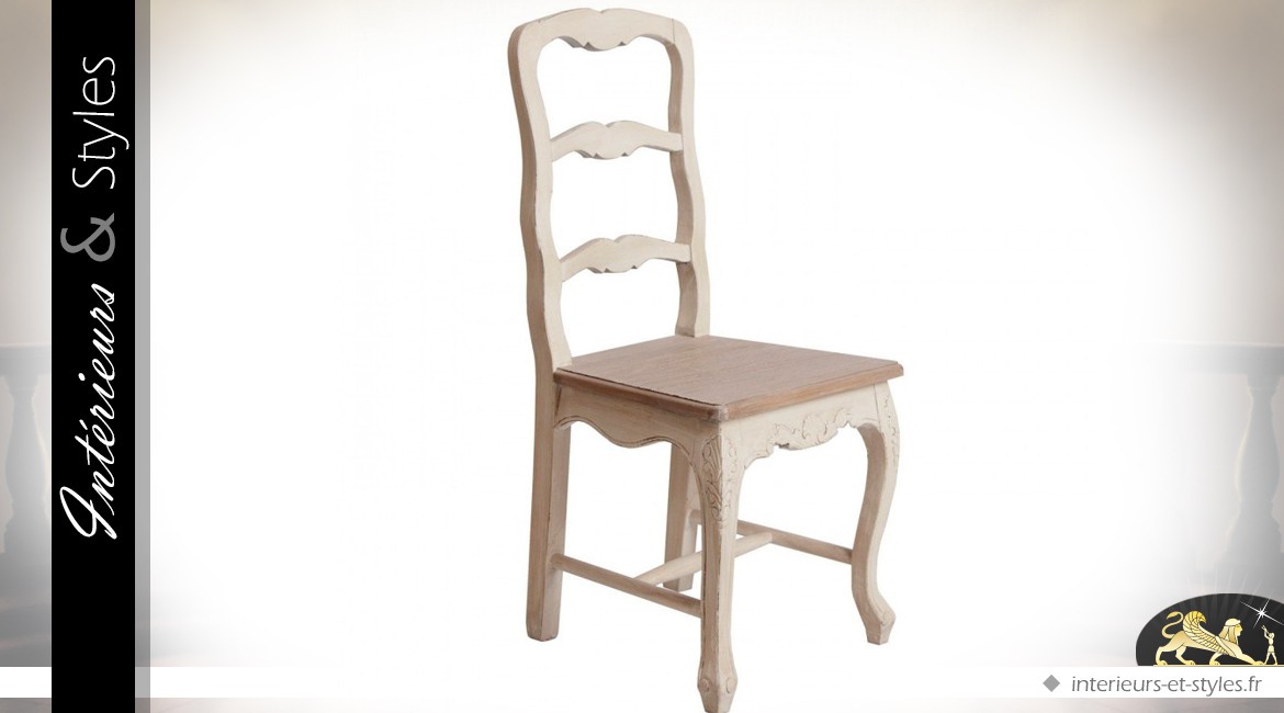 Chaise blanche bois recyclé BRISTOL  Salle à manger blanc et bois, Chaise  salle a manger, Salle à manger campagne