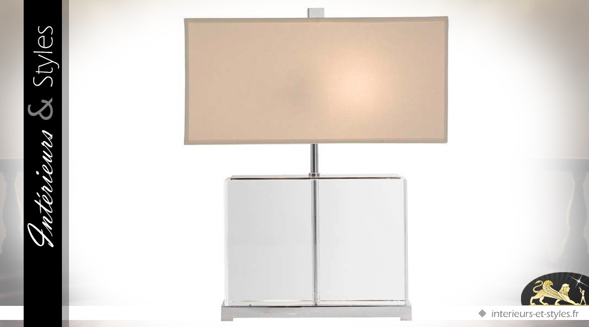 Lampe de table Pied moderne en métal transparent avec abat-jour en verre
